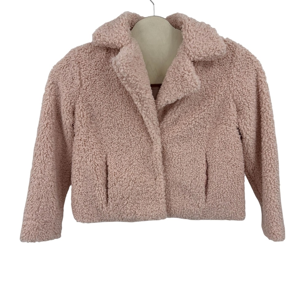 NWT Chelsea & Violet Sherpa Jacket Women Large Pink Faux Fur Teddy Cropped Coat